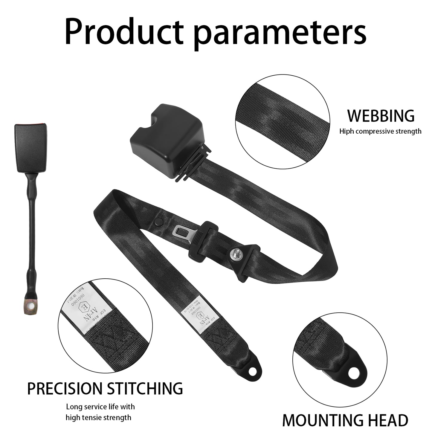 Universal 3-Point Modification Belt Kit, Adjustable Retractable Lap Belt, Easy to Install, Seat Belt Replacement for Most Golf Cart Front Rear Seats