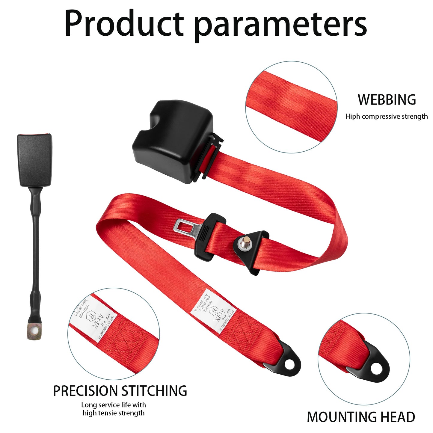 Adjustable Retractable Golf Cart Belts, Universal Fit for Golf Carts, UTV, Trucks, RV, Minivan(Red)