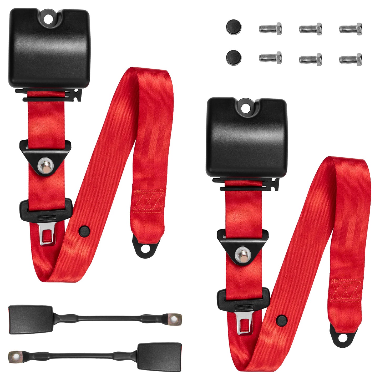 Adjustable Retractable Golf Cart Belts, Universal Fit for Golf Carts, UTV, Trucks, RV, Minivan(Red)