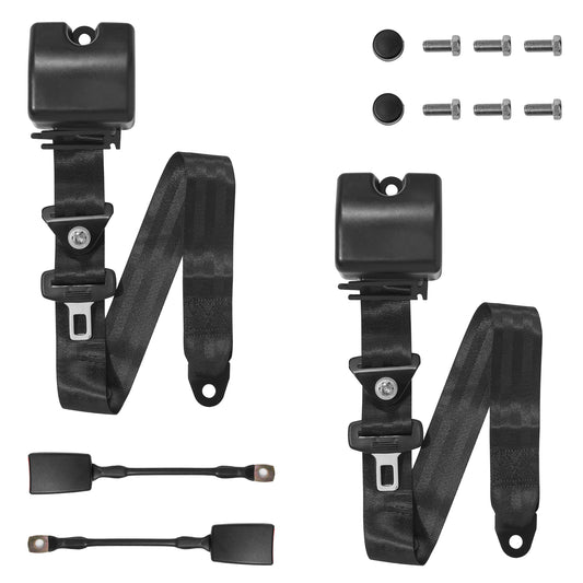 Universal 3-Point Modification Belt Kit, Adjustable Retractable Lap Belt, Easy to Install, Seat Belt Replacement for Most Golf Cart Front Rear Seats