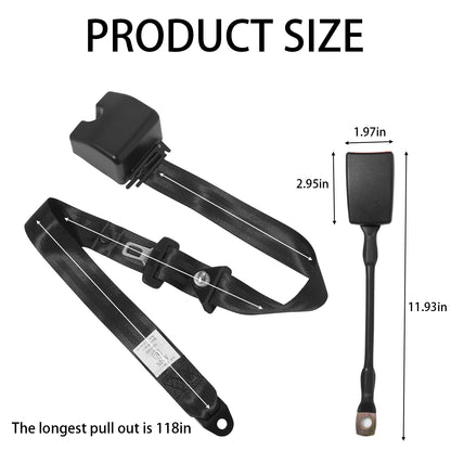 Universal 3-Point Modification Belt Kit, Adjustable Retractable Lap Belt, Easy to Install, Seat Belt Replacement for Most Golf Cart Front Rear Seats