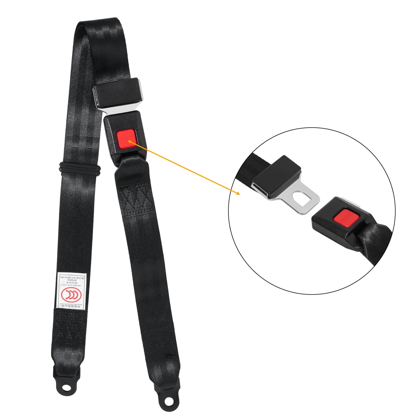 Universal Seat Belt 2 Point Adjustable Belts Harness Kit for Go Kart, Club Golf Cart in Black