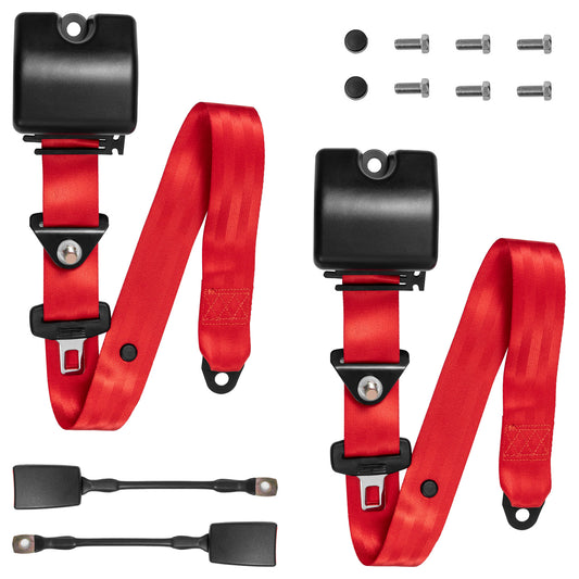 Adjustable Retractable Golf Cart Belts, Universal Fit for Golf Carts, UTV, Trucks, RV, Minivan(Red)