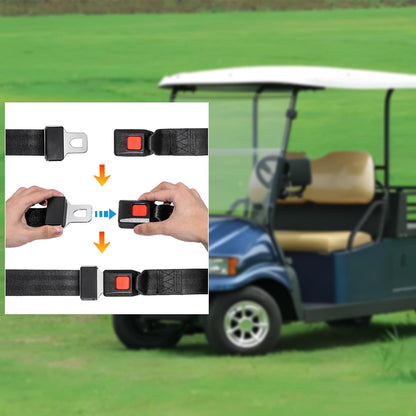 Universal Seat Belt 2 Point Adjustable Belts Harness Kit for Go Kart, Club Golf Cart in Black